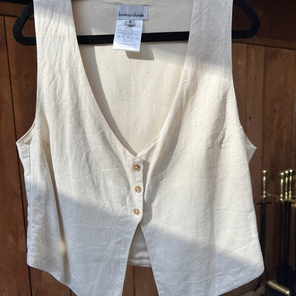 BAMBOO BLONDE Tailored Linen Cupid Pant and Vineyard Vest Set Small - Picture 12 of 16